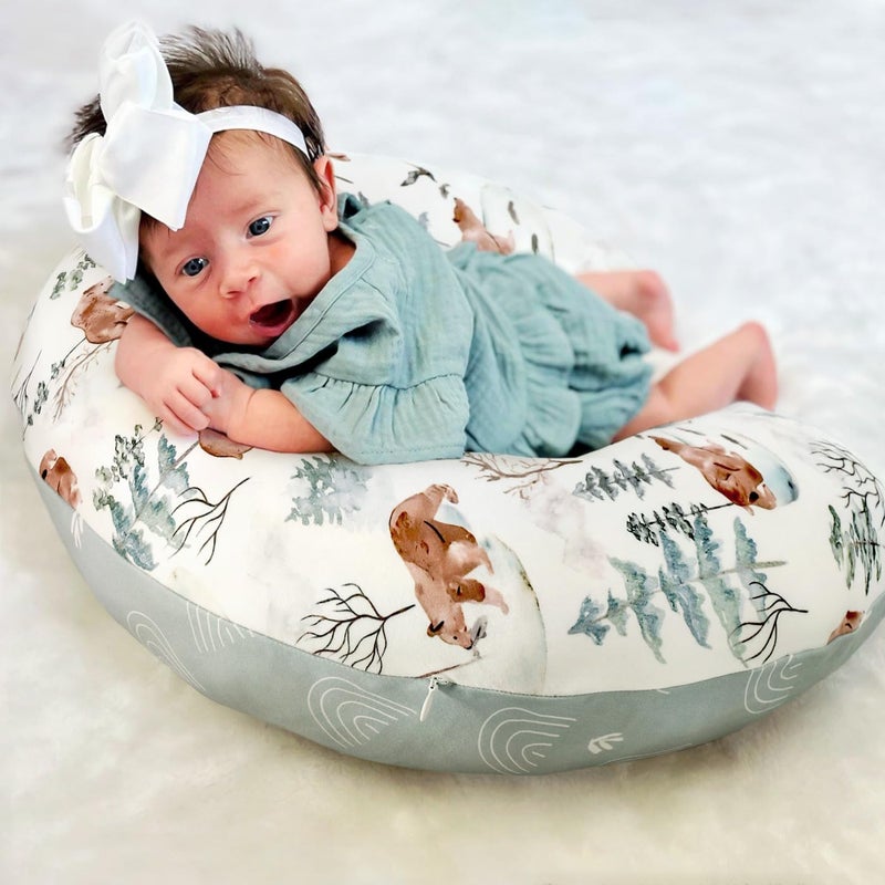 GRSSDER Nursing Pillow Cover, Stretchy Soft Minky Fabric Covers, Fit Most Nursing Support Pillows for Breastfeeding, Comfortable Safe Pillow Cover, Stylish Cute Bear Pattern - Image 3